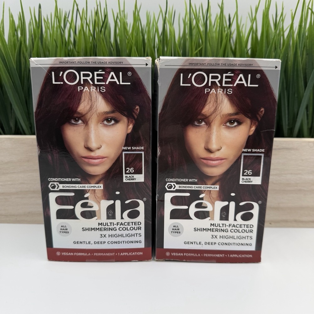 (2) L'Oreal Paris‎ Feria 26 Black Cherry Permanent Hair Color Dye Kit